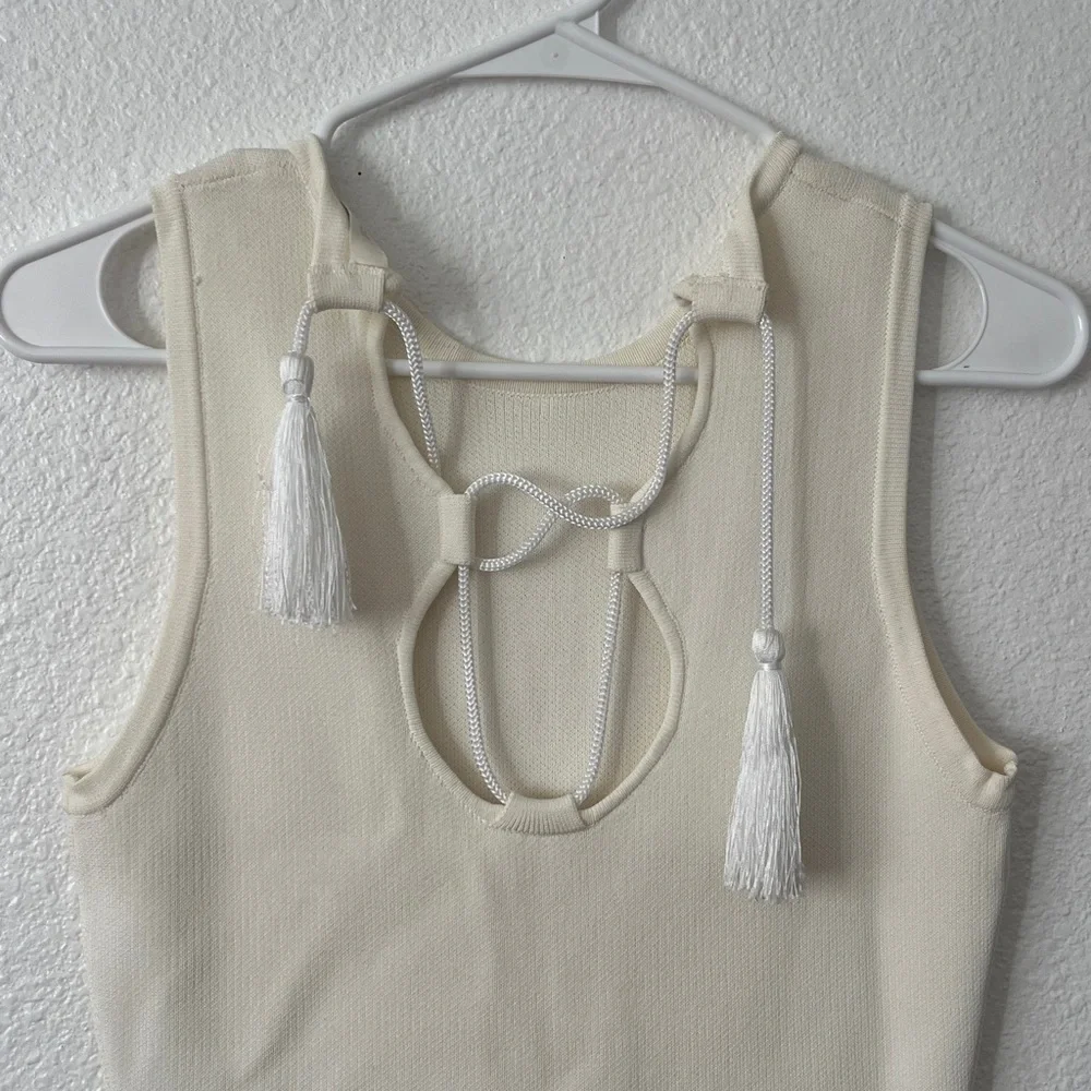 Jonathan Simkhai women’s white cream lace-up pique knit bodycon dress size small - Picture 5 of 6